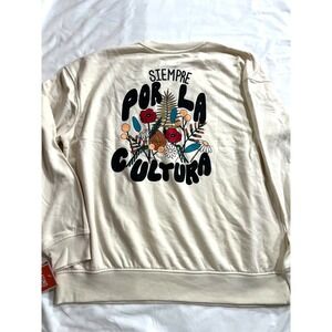 Latino Heritage Month Siempre Por La Cultura Floral Graphic Sweatshirt Cream L